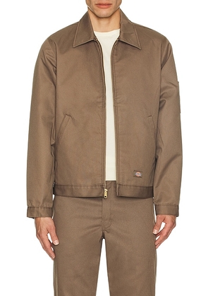 Dickies Insulated Eisenhower Jacket in Mushroom - Brown. Size L (also in S, XL/1X, XXL/2X).