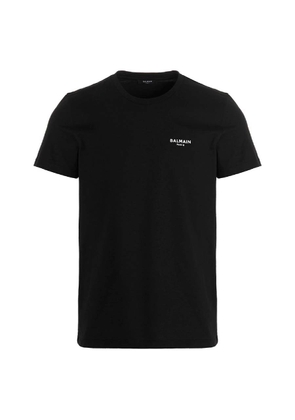 Balmain Flock Logo Print Cotton T Shirt