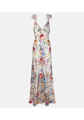 Camilla Embellished floral silk slip dress