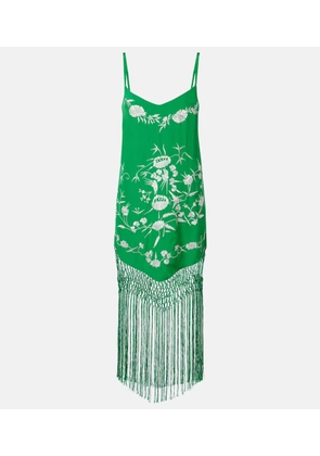 Camilla Embellished embroidered fringed silk minidress