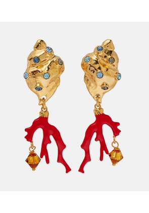 Oscar de la Renta Crystal-embellished clip-on earrings