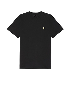Carhartt WIP Short Sleeve Chase T-Shirt in Black & Gold - Black. Size L (also in M, S, XL/1X).