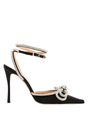 Mach & Mach Ladies Black Satin 110 Double Crystal-Embellished Pumps