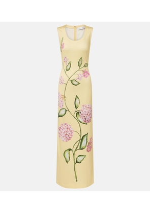 Oscar de la Renta Porcelain Flower jersey maxi dress