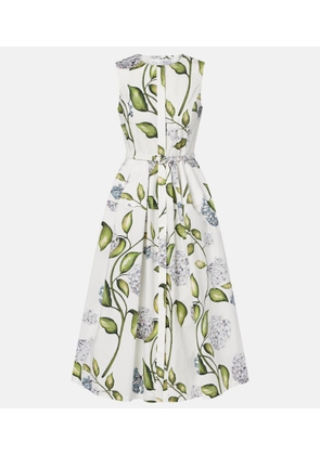 Oscar de la Renta Porcelain Flower cotton-blend midi dress
