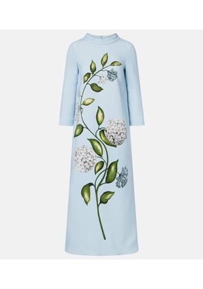 Oscar de la Renta Porcelain Flower wool-blend kaftan