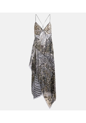 Pucci Asymmetric sequined tulle slip dress