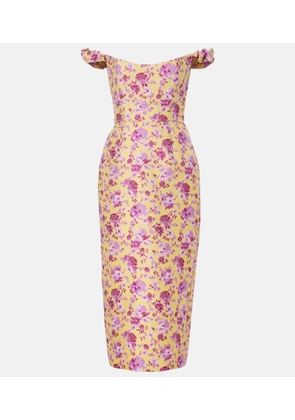 Markarian Amara floral off-shoulder brocade midi dress