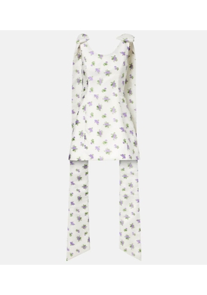 Markarian Bow-detail floral caped brocade minidress