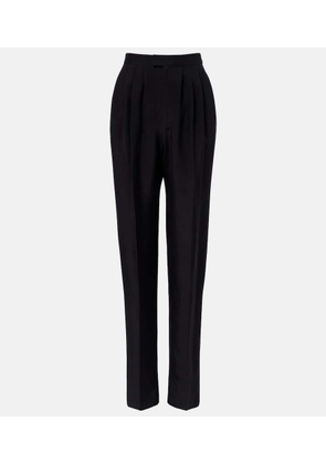 Saint Laurent Pleated silk straight pants