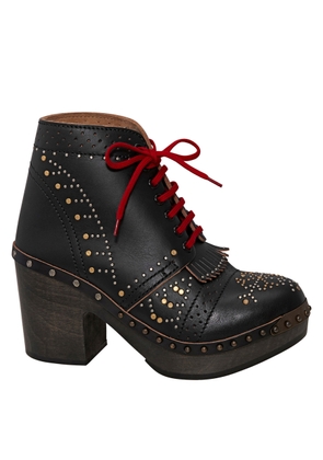 Burberry Riveted Antrim Leather Block-heel Clog Boots