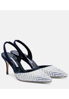 Manolo Blahnik Carolyne 70 raffia slingback pumps