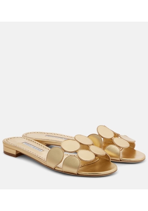 Manolo Blahnik Haribalmuflat metallic leather slides