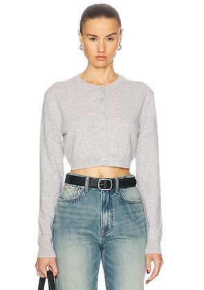 Enza Costa Cashmere Fitted Cardigan in Heather Grey - Grey. Size L (also in ).