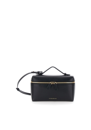 Victoria Beckham Vanity Black Crossbody Bag With Adjustable Strap And Logo Lettering On The Front In Leather Woman