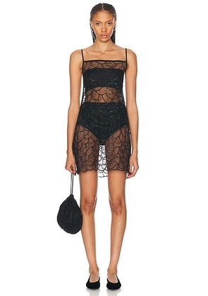 BODE Pewter Shoal Slip Dress in Black - Black. Size L (also in ).