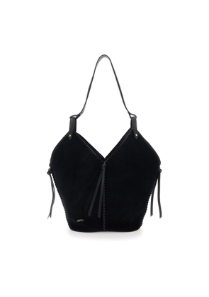 Isabel Marant Tampa Black Shoulder Bag With Single Shoulder Strap And Knot Detail In Suede Woman