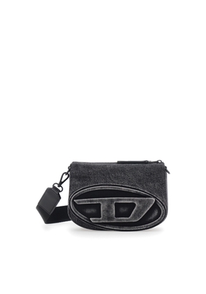 Diesel 1Dr Black Crossbody Bag With Oval D Logo On The Front And Adjustable And Removable Shoulder Strap In Cotton Blend Man