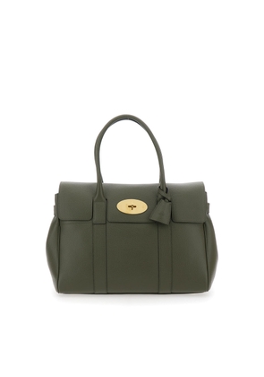 Mulberry Bayswater Green Handbag With Twist-Lock Closure In Grained Leather Woman