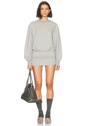 THE ATTICO Long Sleeve Mini Dress in Melange Grey - Light Grey. Size 36 (also in ).