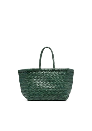 Dragon Diffusion Triple Jump Green Handbag With Two Top Handles And Woven Design In Leather Woman