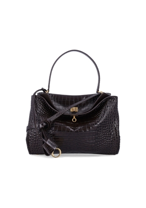 Balenciaga Rodeo Handbag In Crocodile-Embossed Leather
