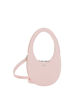 Coperni Mini Swipe Pink Crossbody Bag With Embossed Logo And Removable Shoulder Strap In Leather