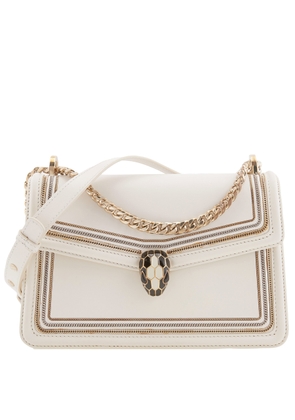 Bvlgari Serpenti Leather Crossbody Bag In White