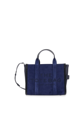 Marc Jacobs The Medium Tote Blue Handbag With Logo Lettering On The Front And Adjustable And Removable Shoulder Strap In Suede Woman