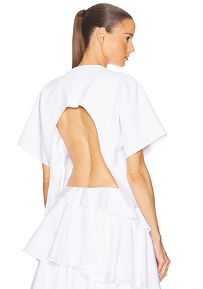 ALAÃA ALAÎªA Open Back Tee in Blanc - White. Size 40 (also in 36).