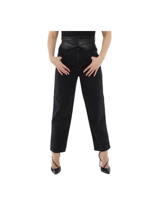 Pinko Ladies Black Shelby Slim-fit Trousers, Waist Size 27