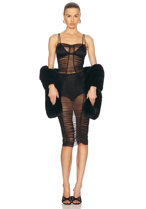 Dolce & Gabbana Sheer Midi Dress in Black - Black. Size 40 (also in 36).