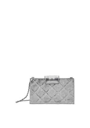 Tory Burch Fleming Mini Metallic Crossbody Bag With Chain Shoulder Strap And Quilted Design In Leather Woman