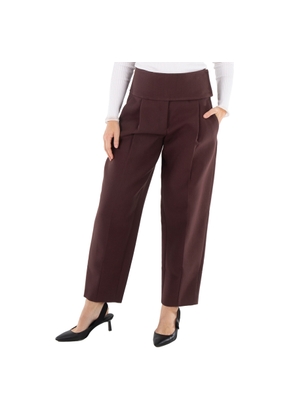 Jil Sander Ladies Plum Cropped Tapered Trousers, Brand Size 34 (US Size 2)