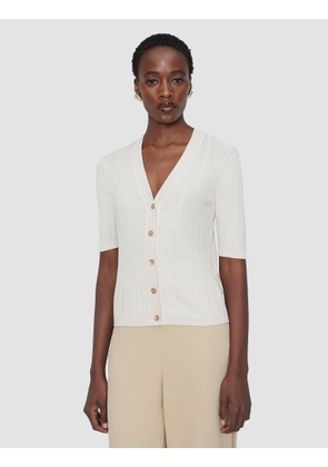 Sens Silk Cotton Rib Short Sleeve Cardigan - L