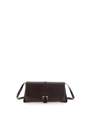 Ferragamo Bordeaux Crossbody Bag With Gancini Buckle Detail In Leather