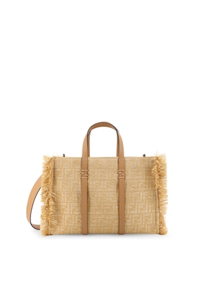 Fendi Summer Tote Rafia Shoulder Bag With All-Over Ff Logo