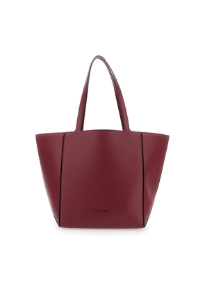 Michael Michael Kors Jordi Bordeaux Tote Bag With Tonal Logo Lettering On The Front In Leather
