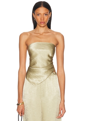 Enza Costa for FWRD Textured Satin Scarf Top in Celadon - Olive. Size all.
