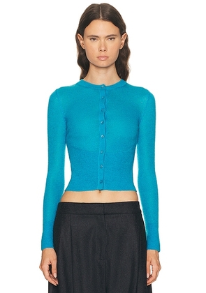 ALAÃA ALAÎªA Fitted Cardigan in Turquoise - Blue. Size 34 (also in ).