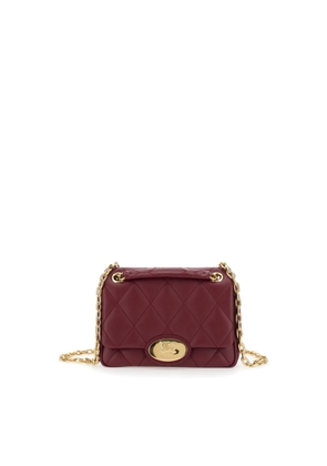 Burberry Bordeaux Quilted Crossbody Bag With Ekd Plaque On The Front And Chain-Link Shoulder Strap In Leather