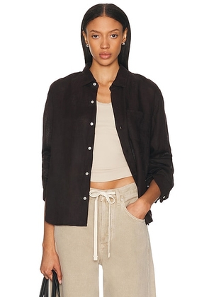 Citizens of Humanity Kayla Shrunken Shirt in Chocolate - Brown. Size L (also in M, S, XS).