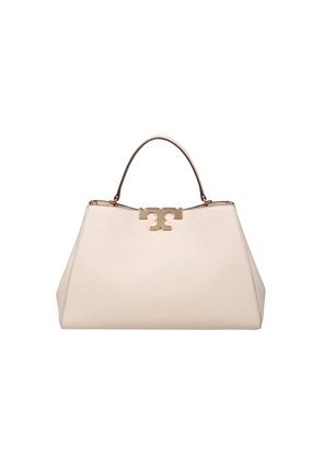 Tory Burch Eleanor Satchel Leather Bag In Stone