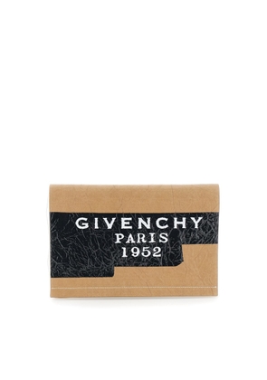 Givenchy Beige Clutch Bag With Crinkled Effect And Logo Lettering On The Front In Leather Woman