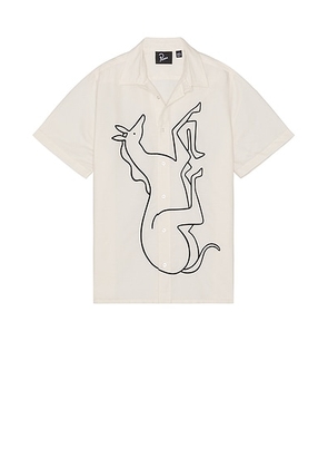 By Parra Vertical Horse Short Sleeve Shirt in Off White - White. Size L (also in ).