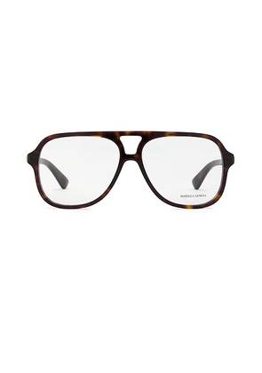 Bottega Veneta Slim Ribbon Eyeglasses in Havana & Transparent - Brown. Size all.