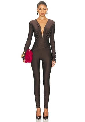 The Andamane Zelda Jumpsuit in Dark Brown - Brown. Size XS (also in ).