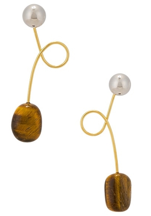 Dries Van Noten Ball Earrings in Tiger-Eye - Brown. Size all.