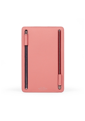 Smythson Multi-Zip Case In Panama In Candy Pink