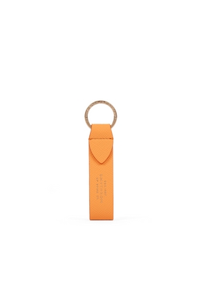 Smythson Keyring With Leather Strap In Panama In Light Orange